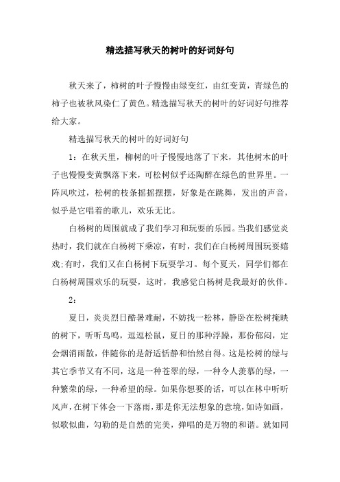 精选描写秋天的树叶的好词好句