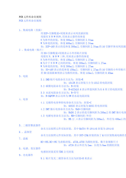 PCB元件库命名规则