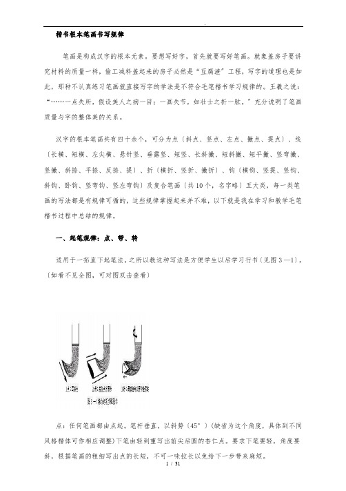 楷书基本笔画书写规律
