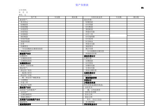 财务报表 万能模板全套(excel)