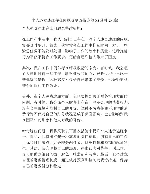 个人述责述廉存在问题及整改措施范文(通用15篇)