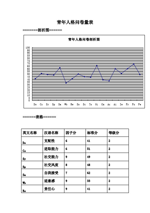 青年人格问卷