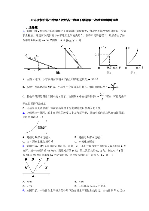 山东省桓台第二中学人教版高一物理下学期第一次质量检测测试卷