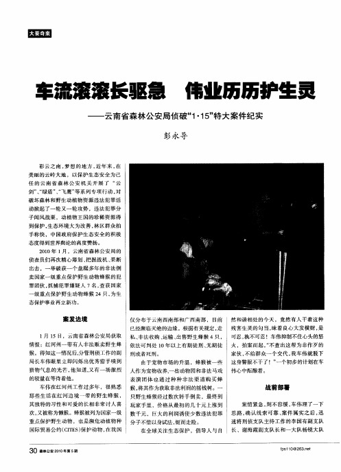 车流滚滚长驱急  伟业历历护生灵——云南省森林公安局侦破“1·15”特大案件纪实