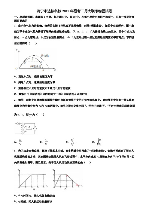济宁市达标名校2019年高考二月大联考物理试卷含解析