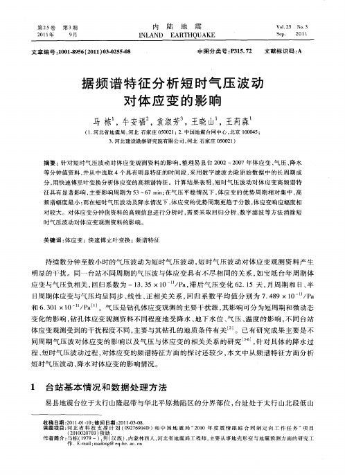 据频谱特征分析短时气压波动对体应变的影响