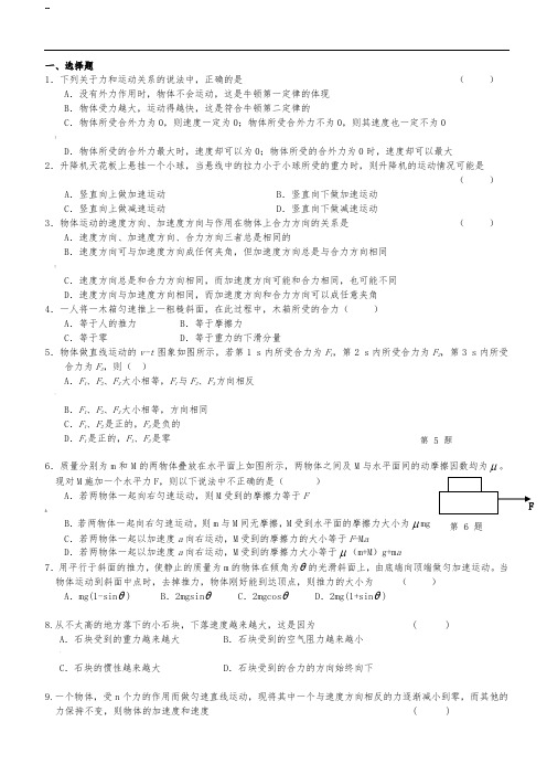 牛顿运动定律练习题经典习题汇总