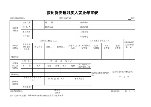 按比例安排残疾人就业年审表