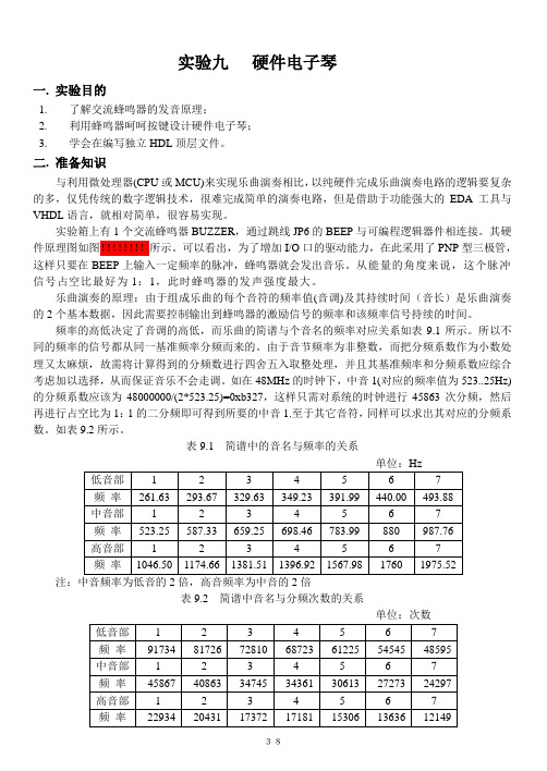 实验09硬件电子琴