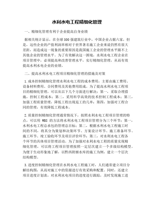 水利水电工程精细化管理