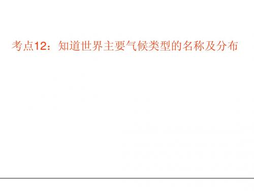 考点12：知道世界主要气候类型的名称及分布