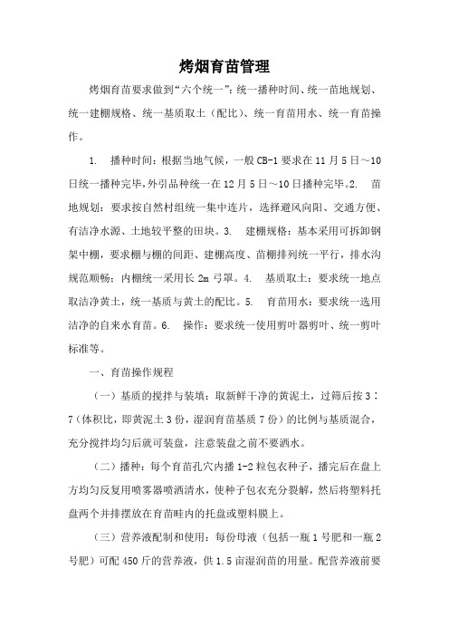 烟草烤烟育苗管理