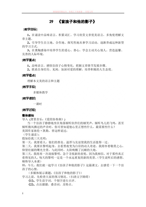 七年级语文上册教案——29盲孩子和他的影子