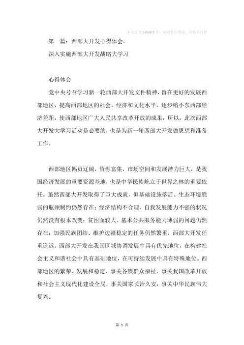 西部大开发心得体会