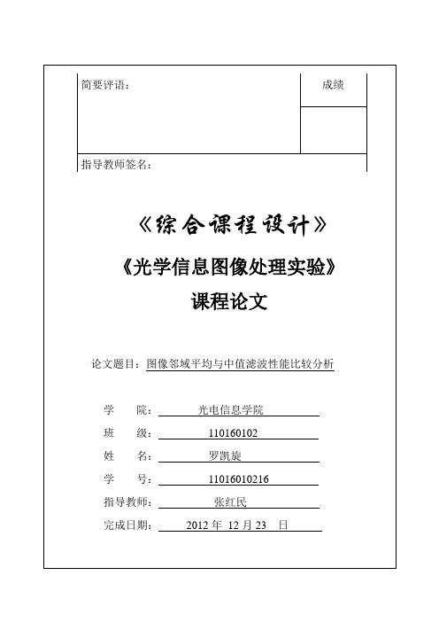光学信息图像处理课程论文