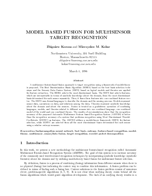 MODEL BASED FUSION FOR MULTISENSOR TARGET RECOGNITION