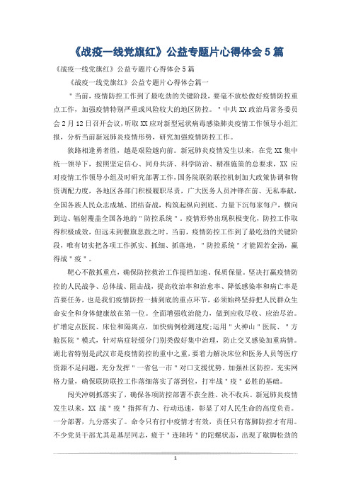 《战疫一线党旗红》公益专题片心得体会5篇