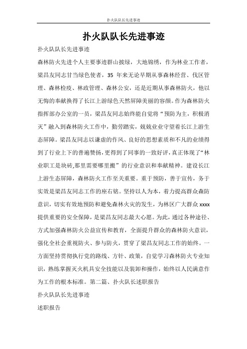 党团范文 扑火队队长先进事迹