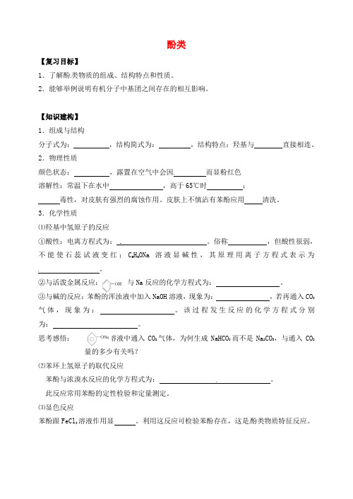 江苏省扬州市宝应县城镇中学高三化学一轮复习 酚学案