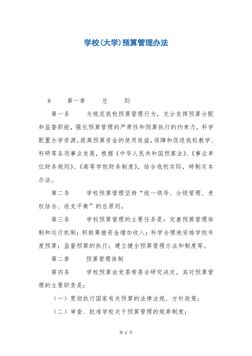 学校(大学)预算管理办法