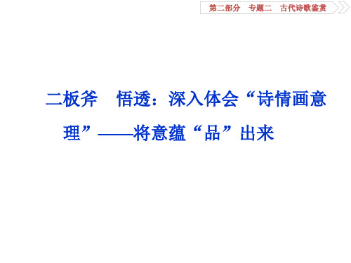 高考语文一轮复习专题二古代诗歌鉴赏2二板斧悟透：深入体会“诗情画意理”__将意蕴“品”出来
