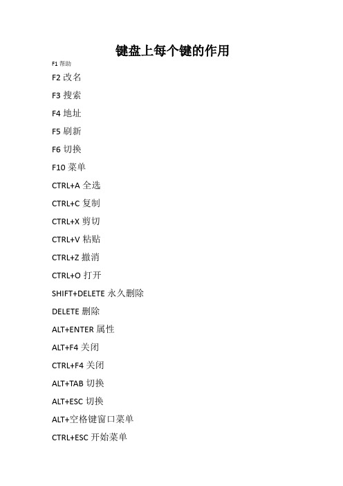 键盘每个键的作用