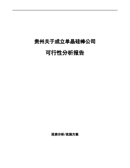 贵州关于成立单晶硅棒公司可行性分析报告