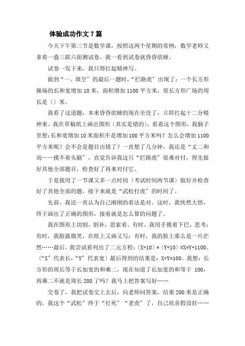 体验成功作文7篇精选