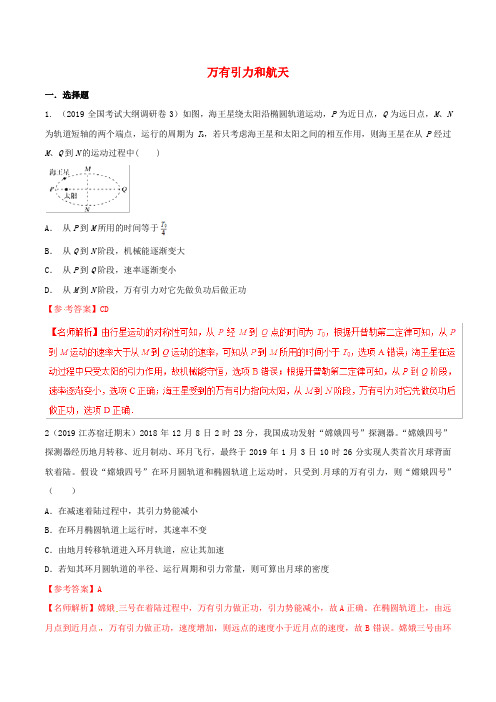 【2020高考物理】模拟考试专项题型含答案解析---万有引力和航天2套
