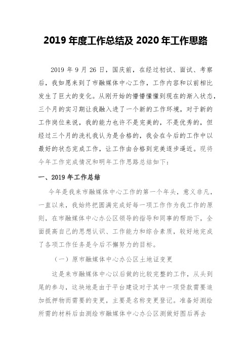 2019年度工作总结及2020年工作思路