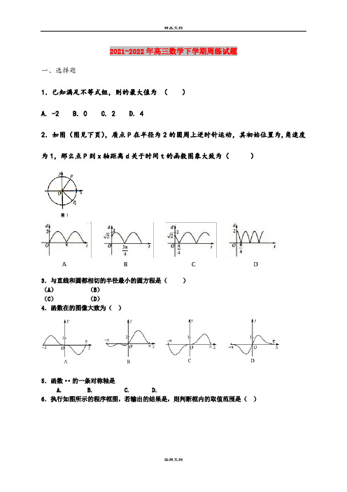 2021-2022年高三数学下学期周练试题