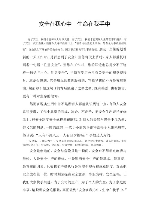 安全在我心中  生命在我手中