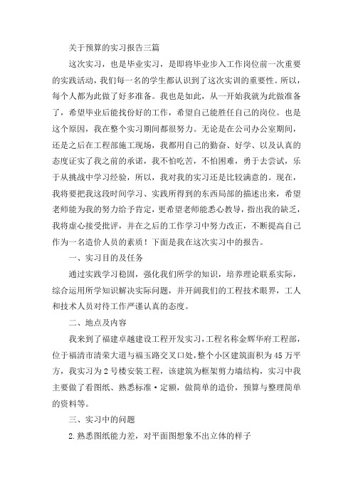 关于预算的实习报告三篇精选
