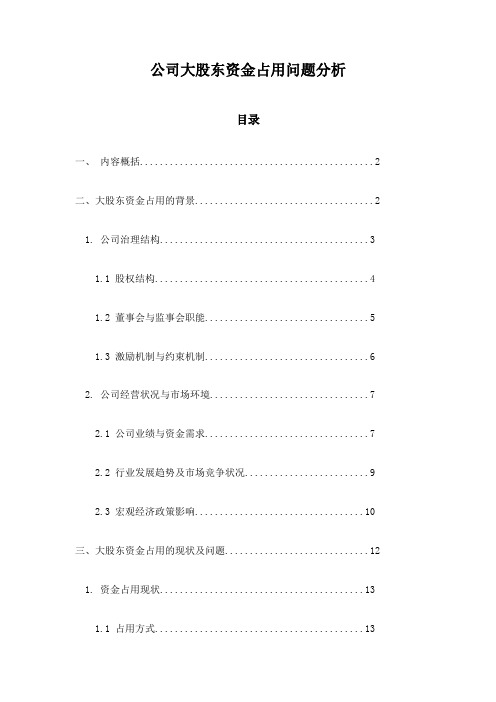 公司大股东资金占用问题分析