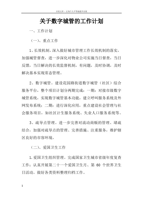关于数字城管的工作计划