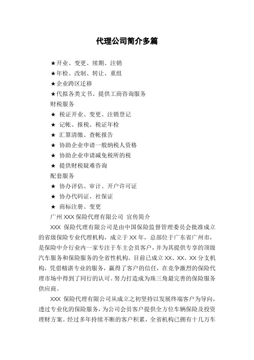代理公司简介多篇