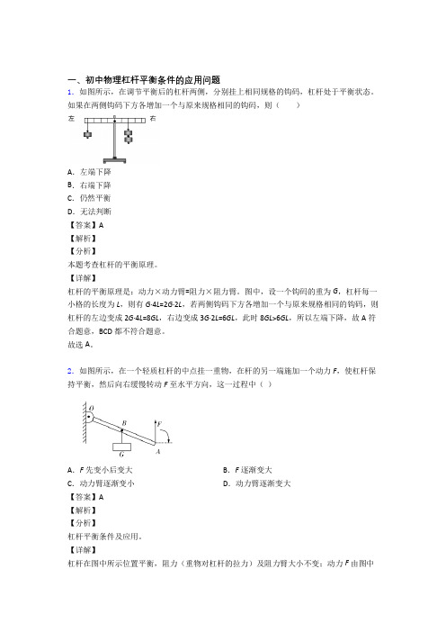 2020-2021备战中考物理复习杠杆平衡专项易错题及答案解析