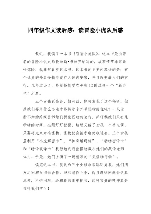 四年级作文读后感：读冒险小虎队后感