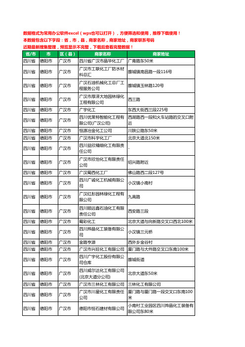 2020新版四川省德阳市广汉市化工有限公司工商企业公司商家名录名单黄页联系电话号码地址大全52家