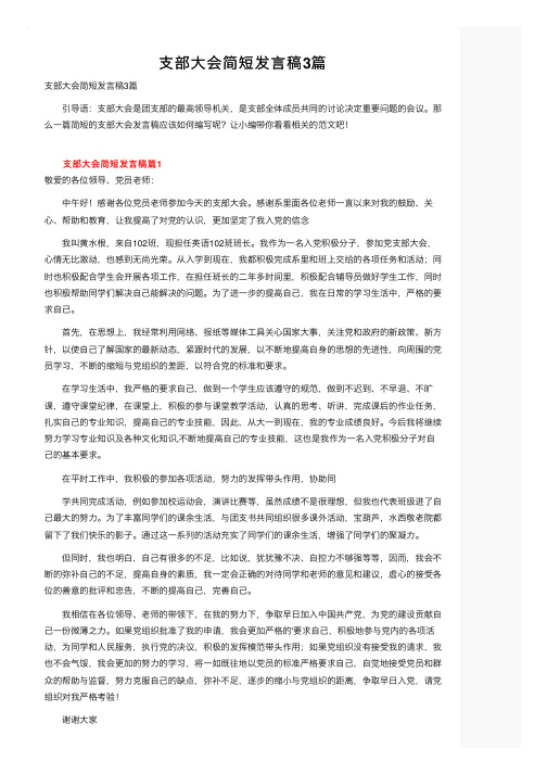 支部大会简短发言稿3篇