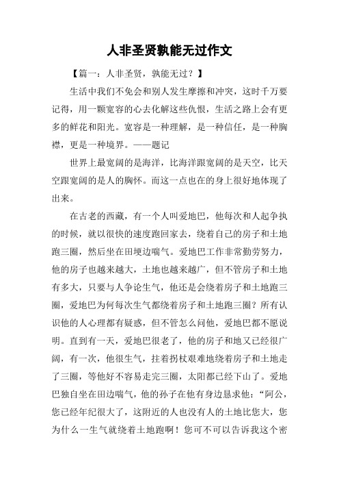 人非圣贤孰能无过作文