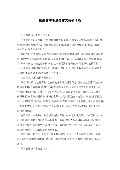 磨练的中考满分作文范例5篇