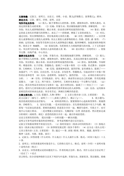 (完整版)小学语文阅读文章体裁归纳