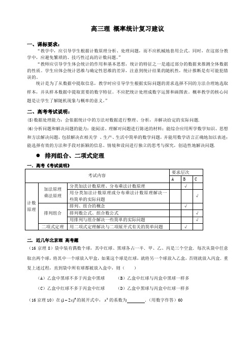 2019届二轮复习概率统计复习建议学案