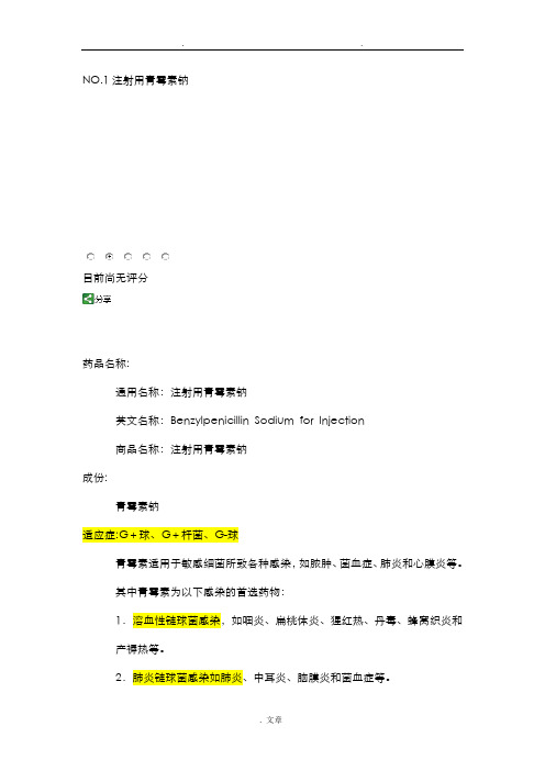 常用抗生素(说明书及重点)