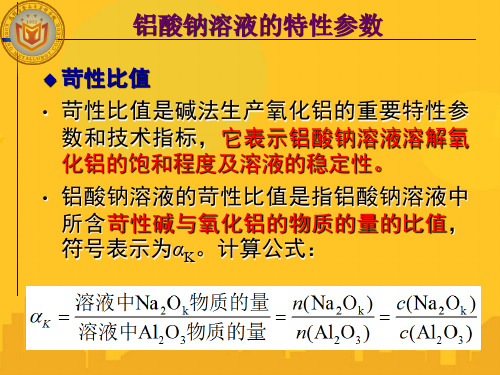 铝酸钠溶液的特性参数PPT资料优秀版