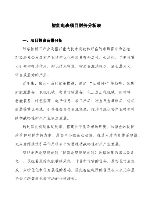 智能电表项目财务分析表 (1)