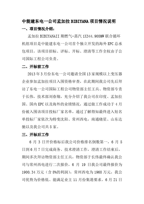 东电一公司孟加拉项目投标总结