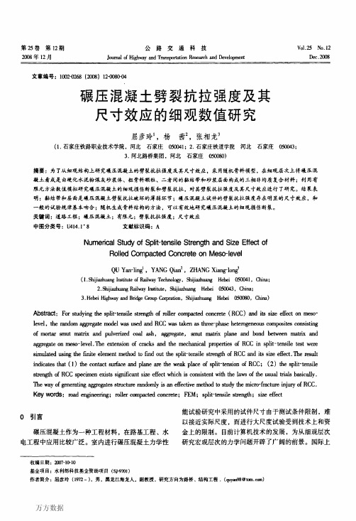 拉强度及其尺寸效应的细观数值研究