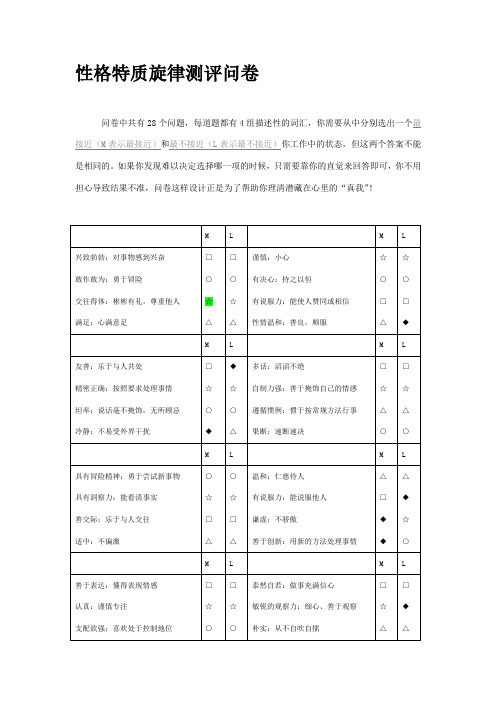 性格测评问卷(28题)